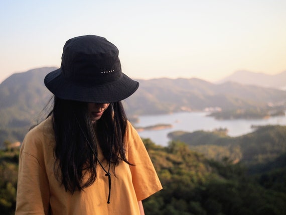 Waterproof Bonnie Packable Big Rain Outdoor Sun Hat UV Protection Bucket Adjustable Removable Chin Cord Strap Fishing Cap Black Etsy UK