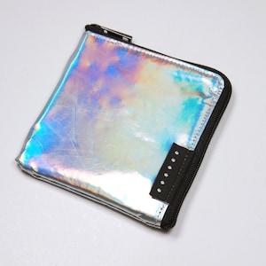 Holographic Metallic Half Zip Wallet, Zip Wallet, Card Wallet, Slim Wallet, Card Case, Card Holder, Minimal Wallet, Small Wallet, Coin Purse