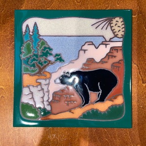 Handmade Ceramic Trivet - Black Bear/Grand Canyon