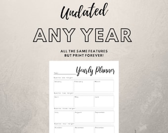Printable Calendar Instant Download PDF Yearly Planner. Monthly Planner A4, A5 and US Letter. Printable yearly organizer.