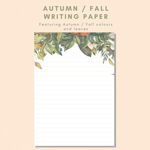 Papel de papelería imprimible otoño otoño / A4 A5 / Forrado sin forro / Papel para escribir cartas / Hojas de otoño / Descarga instantánea