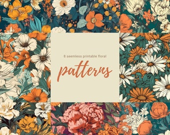 Summer Floral Seamless Patterns: Vintage-Inspired Designs (Digital Download)