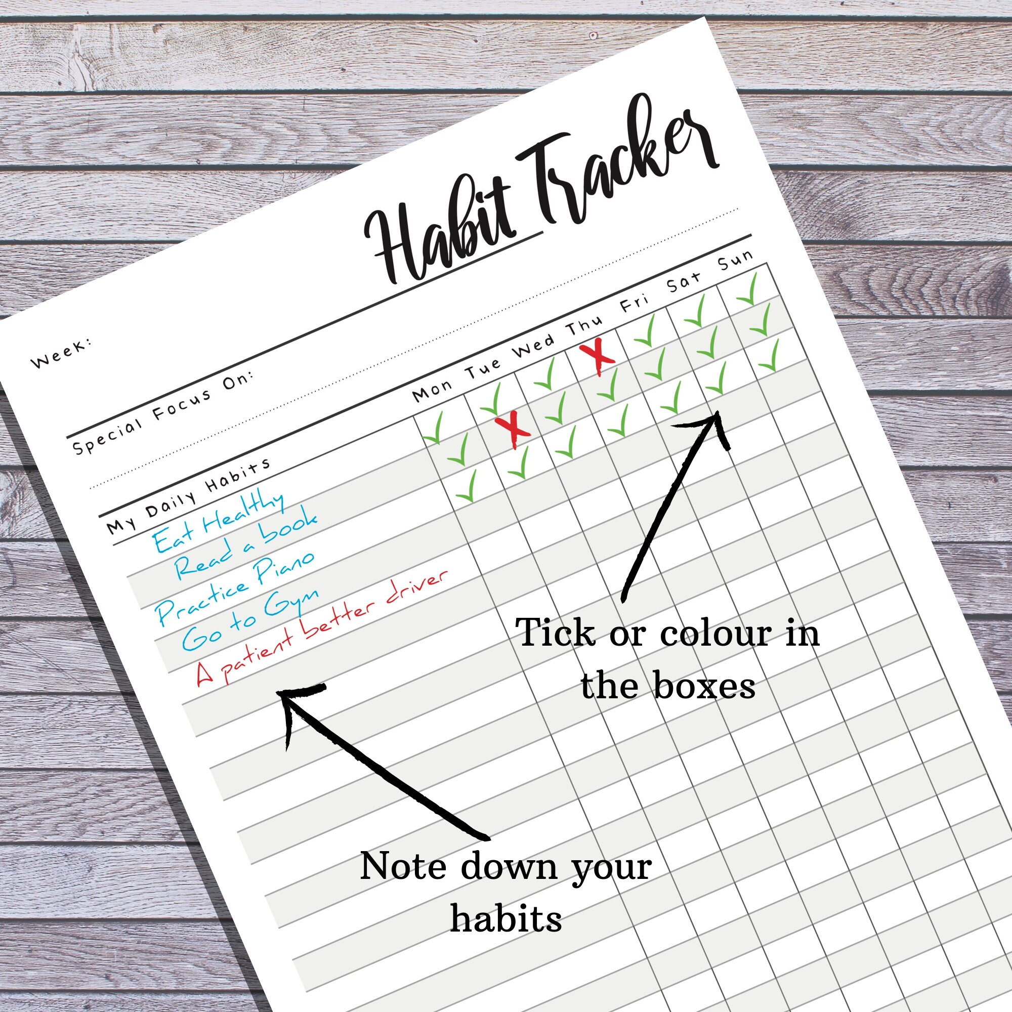 Printable Habit Tracker A4 and A5 Weekly Habit Tracker - Etsy