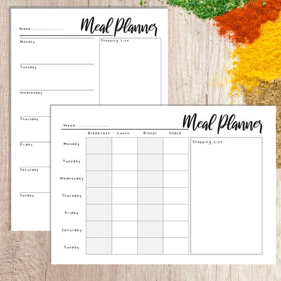 Daily Meal Planner Printable Pages. Instant Download PDF. | Etsy UK