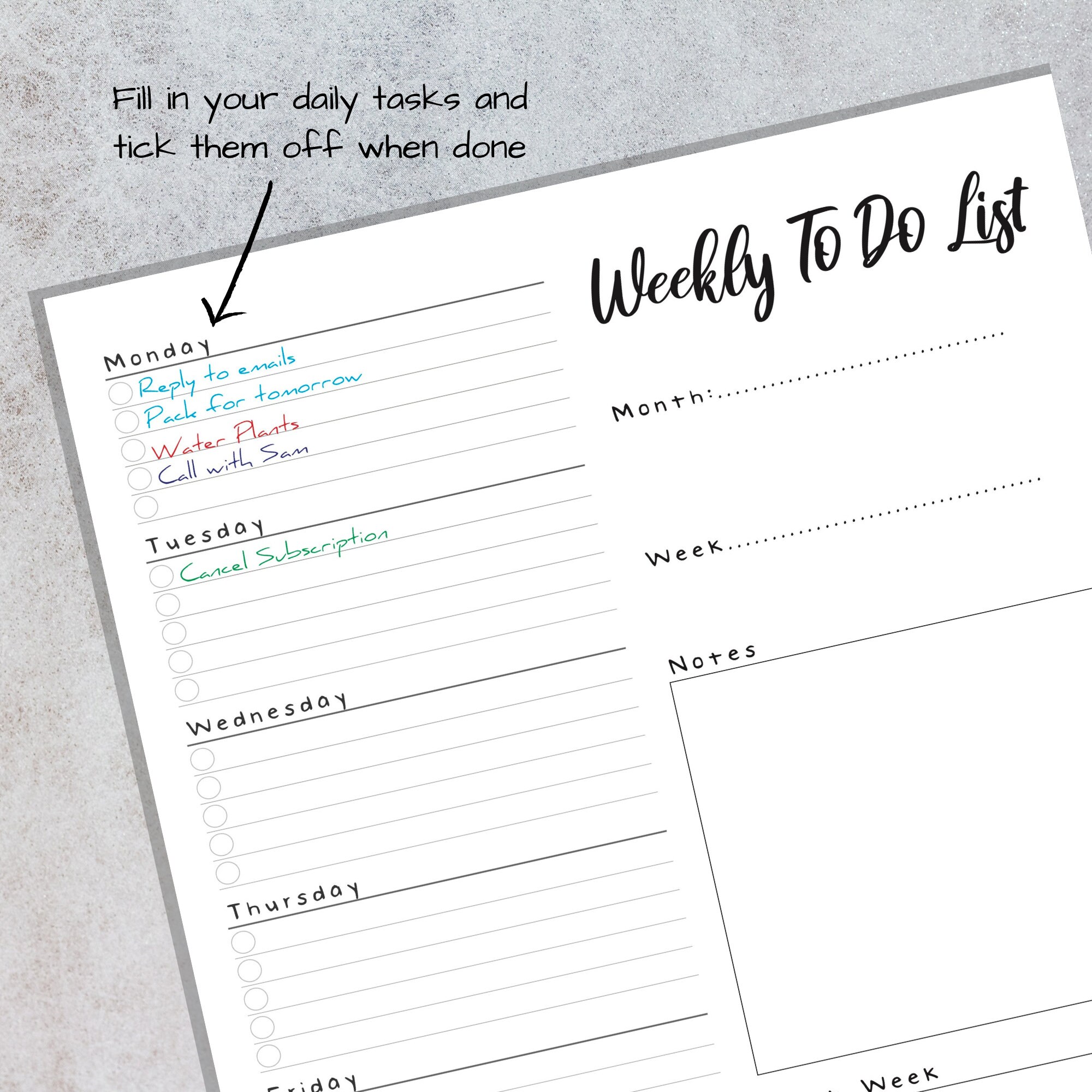 Minimalist Weekly To-do List | Printable Planner PDF | Task Organizer ...