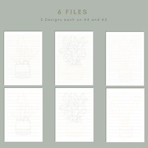 House plant Printable Stationery Paper / A4 A5 / Lined Letter Writing Paper / Instant Download