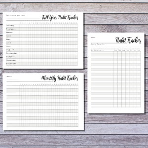 Printable Habit Tracker | Weekly, Monthly & Yearly PDF | Minimalist Planner | Digital Download | A4 and A5