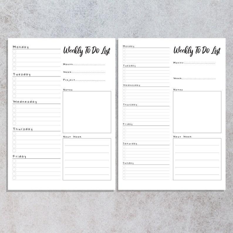 printable 7 day planner instant download pdf daily