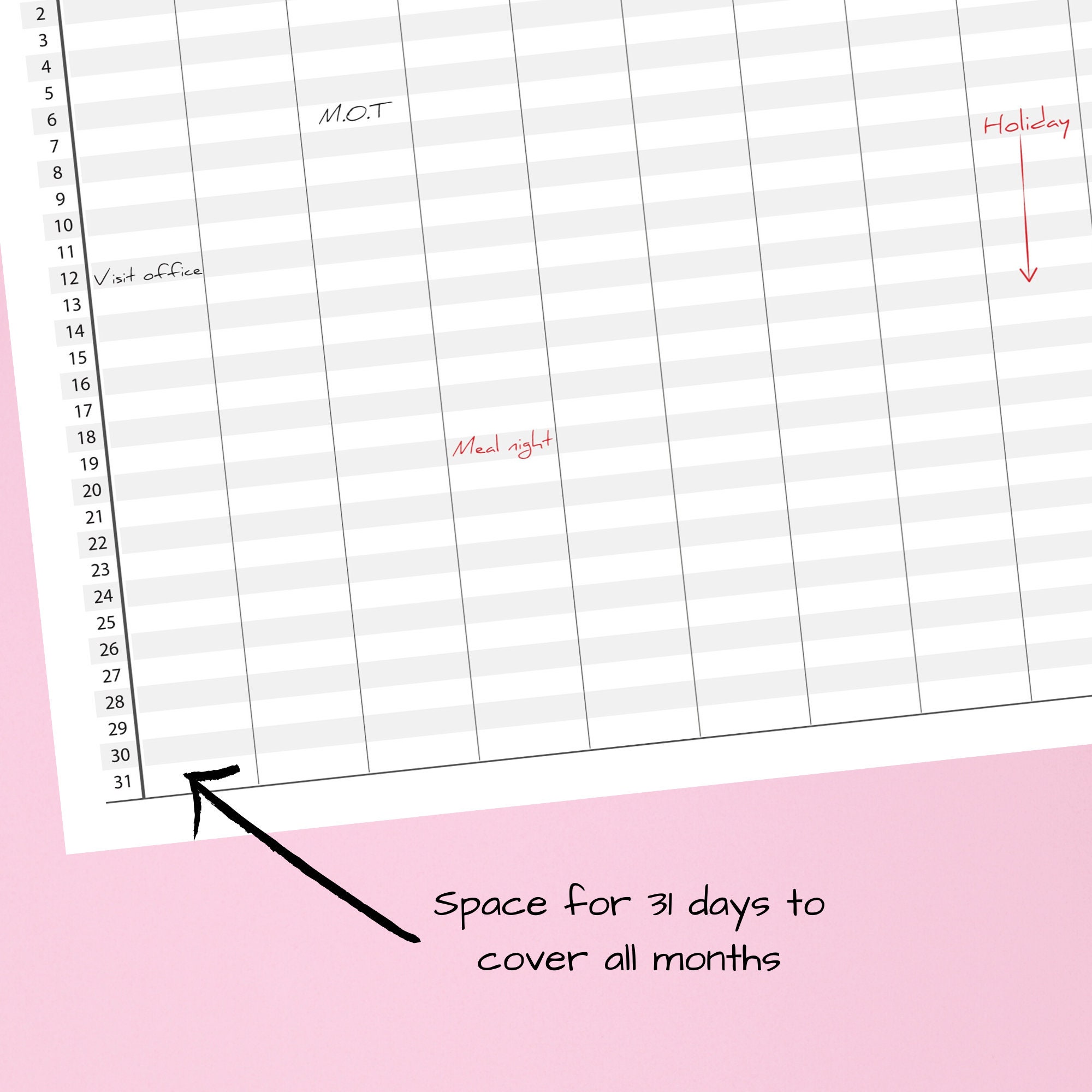 UK Academic Yearly Overview Printable Planner Etsy UK