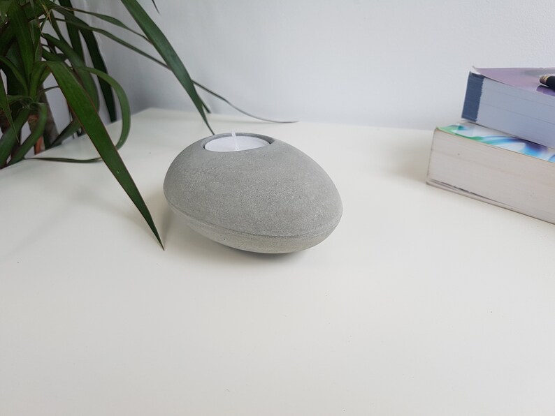 Concrete Pebble Tealight HolderCandle Holder
