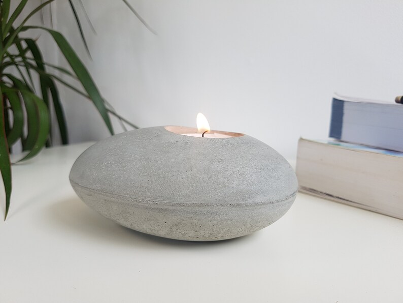 Concrete Pebble Tealight HolderCandle Holder