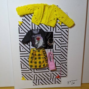 Cher&quot; Clueless inspired Yellow Crochet Sweater and  Fashion Ensemble.