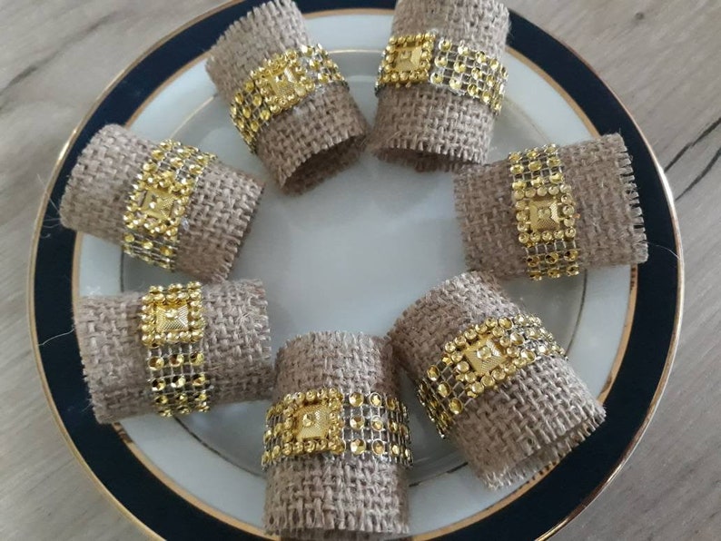 Rustic Burlap Napkin Rings Napkin Holder Rustic Wedding Napkin Etsy