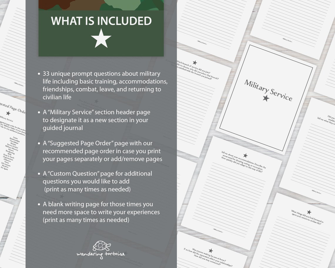Military Printable Keepsake | Add-on Guided Journal for Military ...