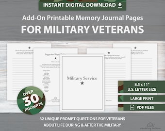 Militaire afdrukbare aandenken | Gids met gids voor add-on voor militaire veteranen | 32 unieke aanwijzingen | Direct downloaden | Cadeau servicelid