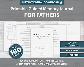 Father Printable Keepsake Book | Guided Memory Journal for Dad | Over 160 Unique Prompts | Instant Download | Dad Gift