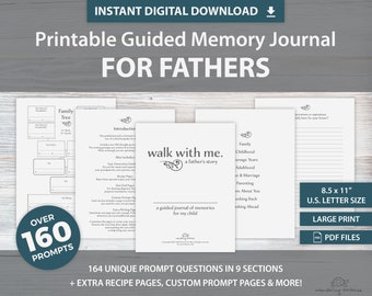 Father Printable Keepsake Book To Record His Life | A Guided Journal of Memories | Over 160 Unique Prompts | INSTANT DOWNLOAD | Dad Gift