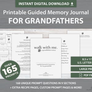 Grandpa Printable Keepsake Book | Guided Memory Journal for Grandfathers | Over 165 Unique Prompts | Instant Download | Grandpa Gift