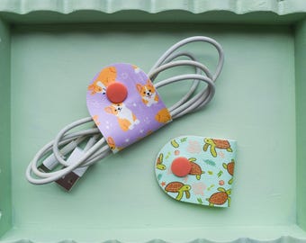 Animal Print Faux Leather Cable Keeper: Cord Organizer