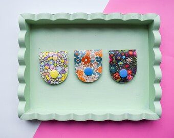 Floral Faux Leather Cable Keeper: Cord Organizer