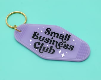 Purple & Holographic Small Business Club Retro Motel Keychain