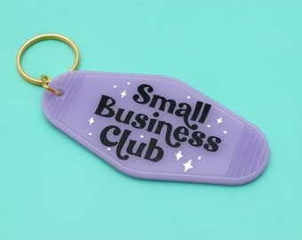 Purple & Holographic Small Business Club Retro Motel Keychain