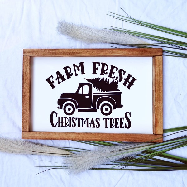 Farm fresh Christmas trees / Deko Holz Schild / farmhouse Stil / rustikal / Weihnachten / Xmas / weihnachtsdeko