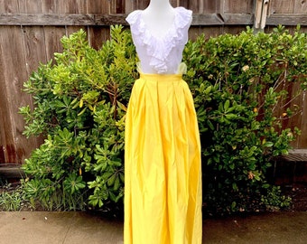 yellow satin skirt uk