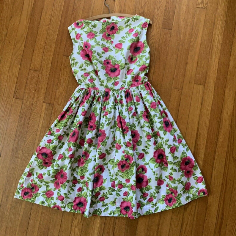 Vintage 1960s Fit and Flare Dress Pink Floral Print - Etsy