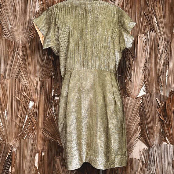 Vintage Gold Micro Mini Dress 1960s Lurex Size XL… - image 3