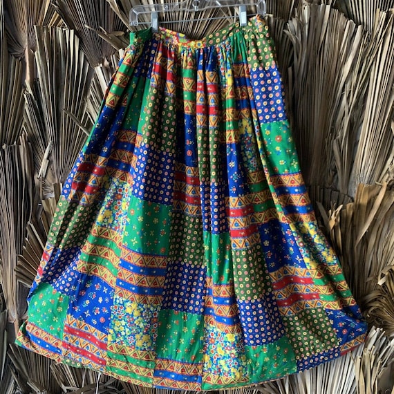 Vintage 70s Patchwork Skirt Bonwit Taylor Size Med