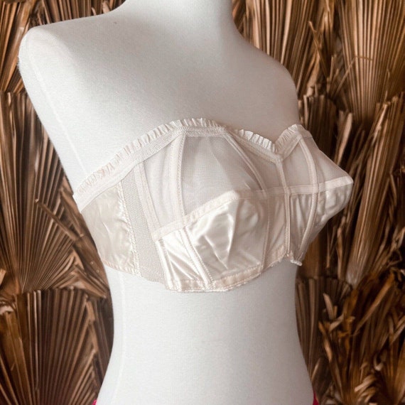 Vintage 40s Strapless Bullet Bra Bustier 34 B Eve… - image 3