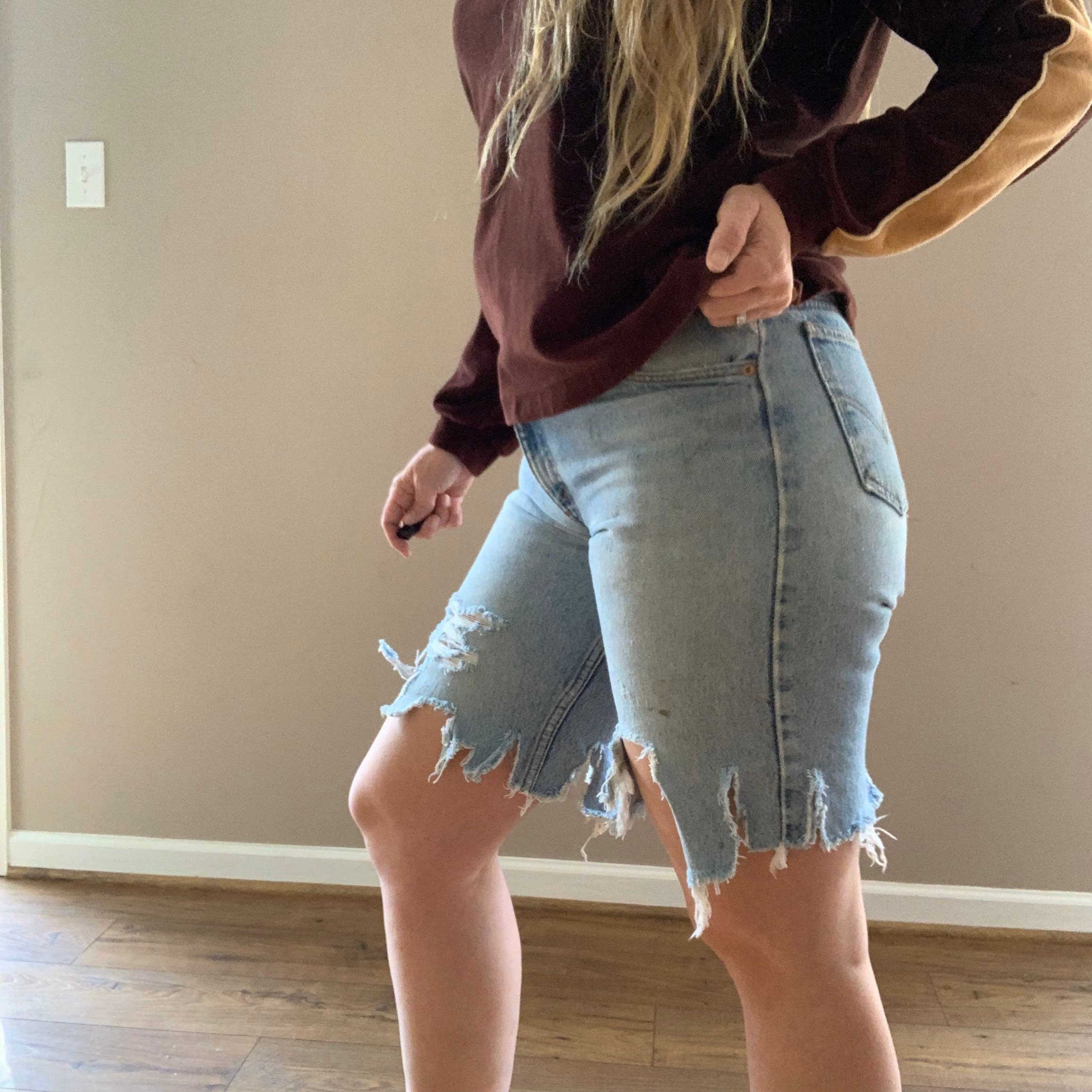 Destroyed levi hotsell shorts