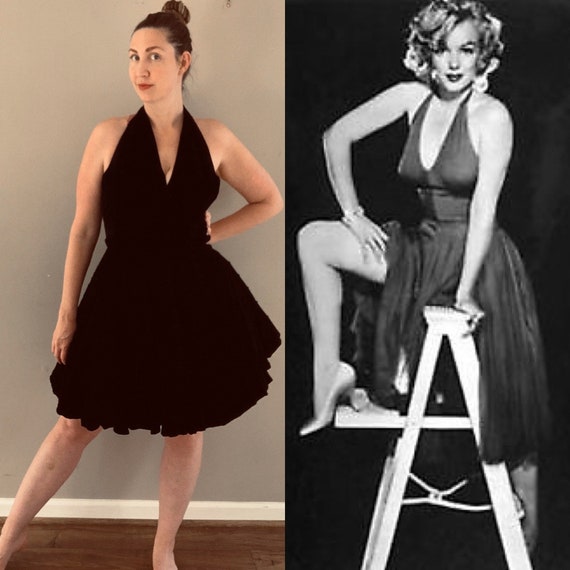 black velvet fit and flare dress