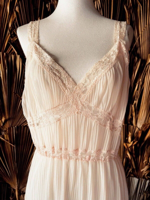 Vintage Aristocrat Pink Crystal Pleats Maxi Gown … - image 5