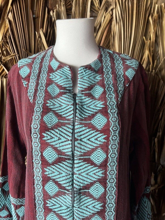 Vintage 70s Woven Caftan Long Sleeve Dress Guatem… - image 4