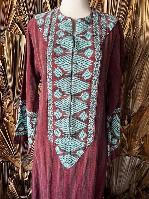 Vintage 70s Woven Caftan Long Sleeve Dress Guatem… - image 2