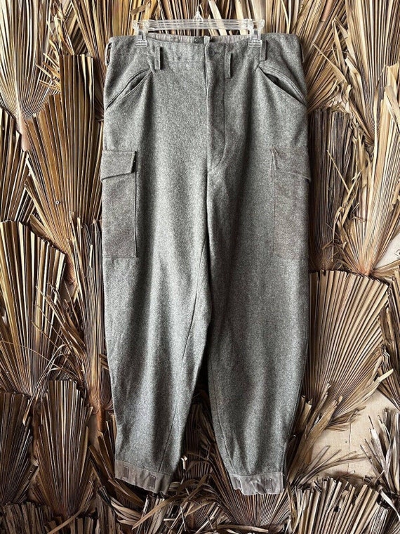 Vintage Swiss Army Wool Cargo Pants Grey 1940s WW2