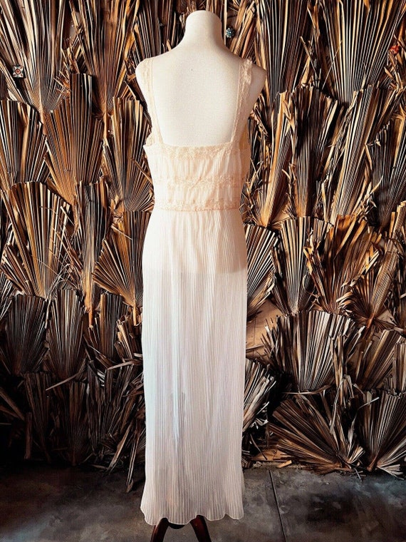 Vintage Aristocrat Pink Crystal Pleats Maxi Gown … - image 4