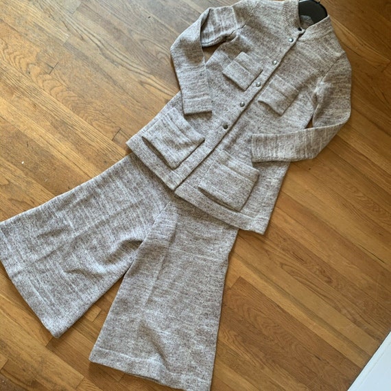 Vintage 70s Sweater Set Gaucho Pants Knit Size Sma