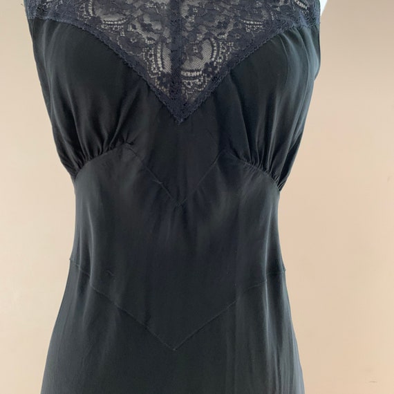 Vintage 1940s Black Full Slip size XS Lace Bodice