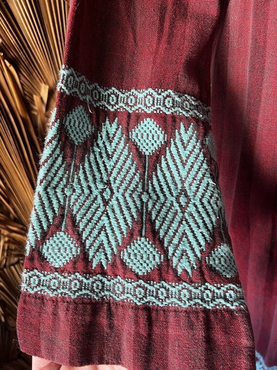 Vintage 70s Woven Caftan Long Sleeve Dress Guatem… - image 3