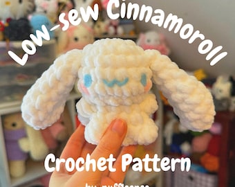 Patrón de Cinnamoroll de crochet de costura baja (PATRÓN PDF)