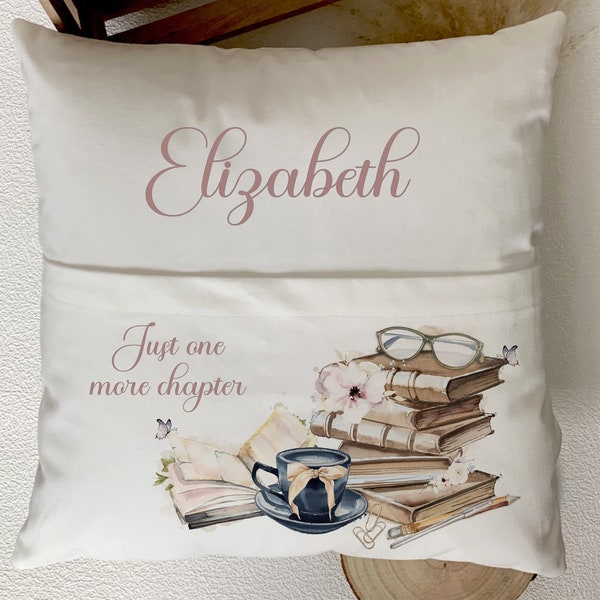 Personalised Book Reader Pocket Cushion - A girl who loves books