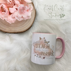 Personalised teacher mug gift, Gift for her, Pink mug gift, Teacher gift