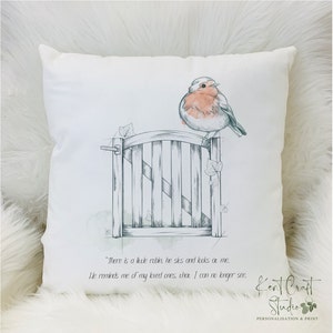 Robin cushion, In memory gift, Sympathy gift, Robin cushion gift