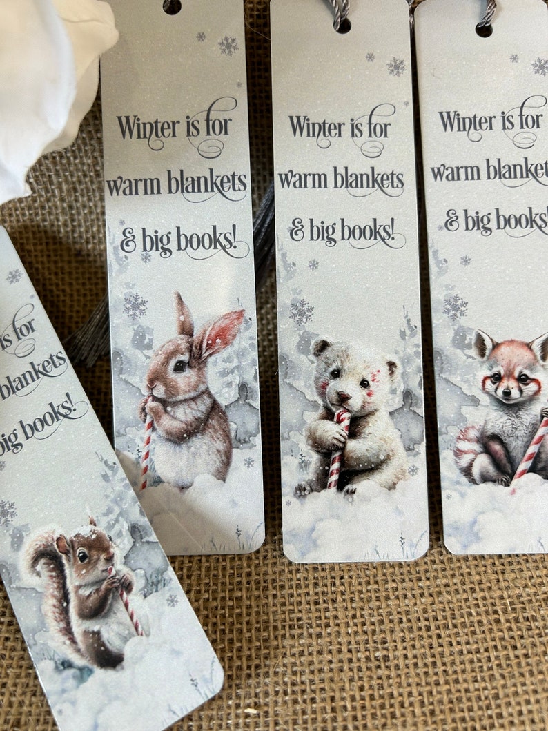 Personalised Book Mark Gift, Candy Cane Woodland Bookmark, Winter