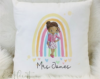Personalised Thank You Rainbow Teacher Cushion Gift
