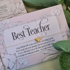 Best Teacher Thank You Wish Bracelet - Charm String Bracelet - Personalised Gift