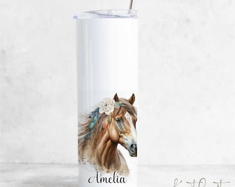 Personalised horse tumbler, 20oz insulated tumbler, Equestrian gift